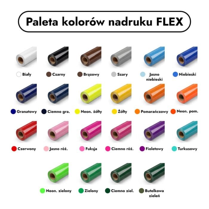 Paleta 22 kolorów nadruku do wyboru na fartuch